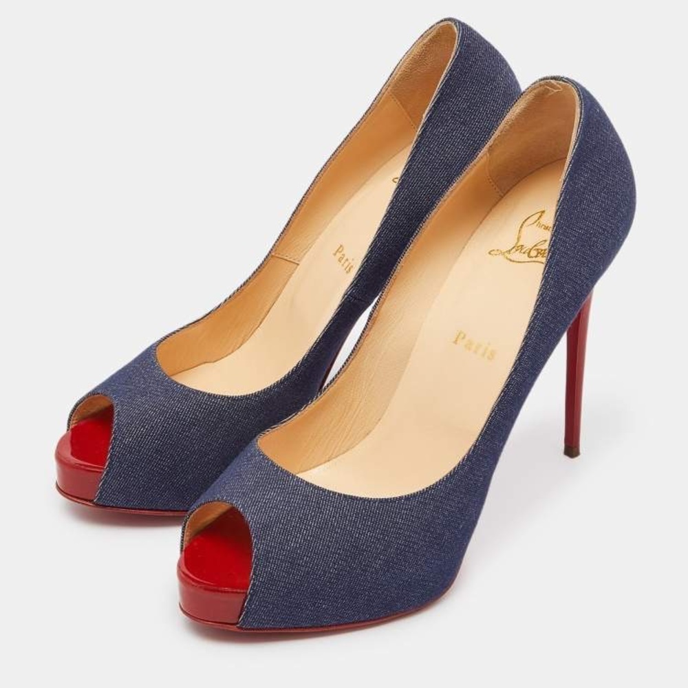 Christian Louboutin blue denim very price platform heels